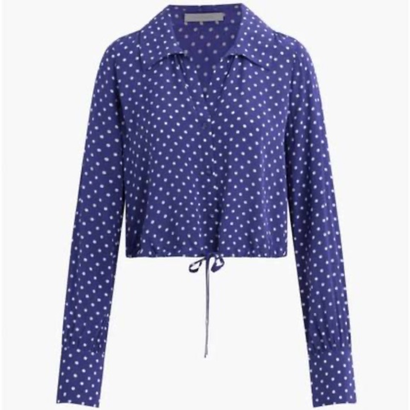 NWT $218 Favorite Daughter The Parker Polka Dot Long Sleeve Button-Up Shirt XS! - Picture 10 of 11